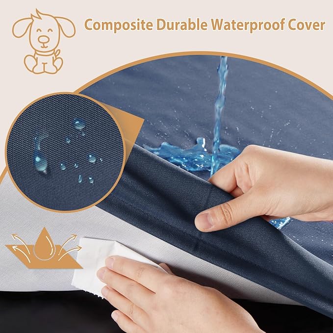 BFPETHOME Outdoor Waterproof Dog Bed for Large Dogs, Washable Cover, 36" | Outdoor & Indoor Use, Waterproof, For Medium, Large, Extra Large Dogs, Orthopedic, Egg Crate Foam, Up to 60 lbs