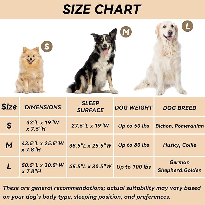 Elevated Dog Bed for Large Dogs, Raised Dog Bed with Breathable Mesh, Non Slip, Easy to Clean, 50.5 Inches, Brown