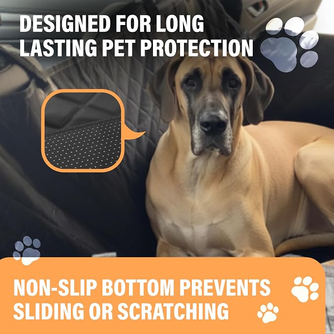 Active Pets Dog Car Seat Cover for Back Seat, Waterproof Pet Protection Hammock, SUV Truck Car Backseat Protector with Safety Features, Blue