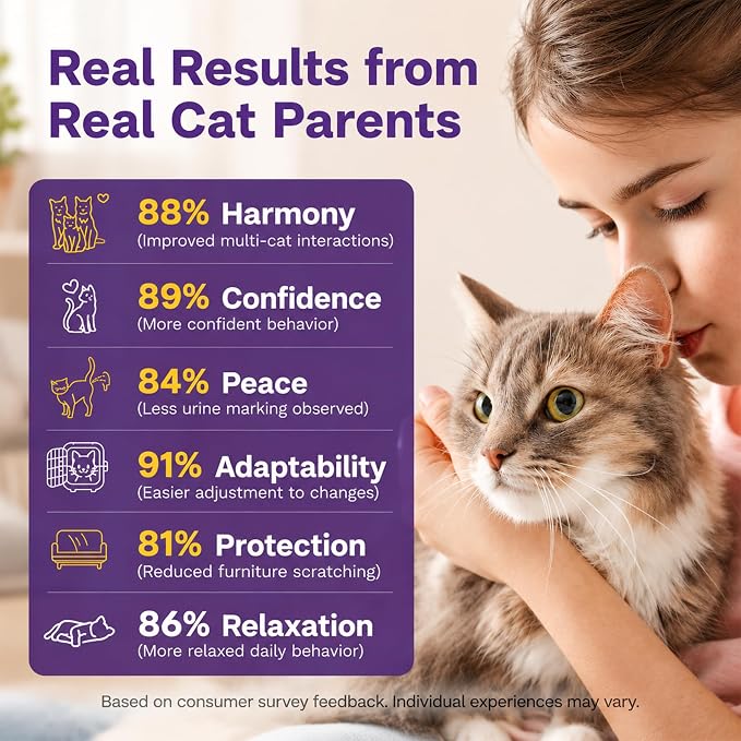 TopSum Cat Calming Pheromone Diffuser: Feline Pheromones Plug in for Stress, Alone At Home, Spraying, Fighting, Scratching, Aggression & Excessive Meowing (Purple– 4 Refills)