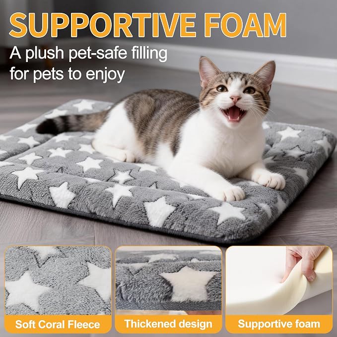 Dog Bed Mat, Reversible Crate Pads for Small/Medium/Large Dogs & Cats Sleeping, Portable & Soft, Dog Beds Crate Pad (Grey, XS(18"*14"*1.5"))
