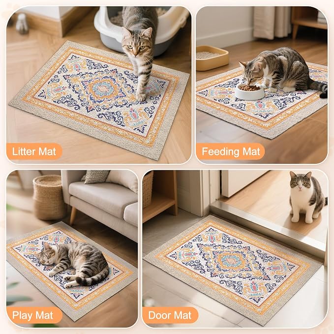 Unicorn Catcher 24"x15" Cat Litter Mat Non-Slip Washable Litter Box Mat | High-Density PVC Litter Catcher Mat Efficiently Traps Scattered Litter From Paws To Keep Floors Clean