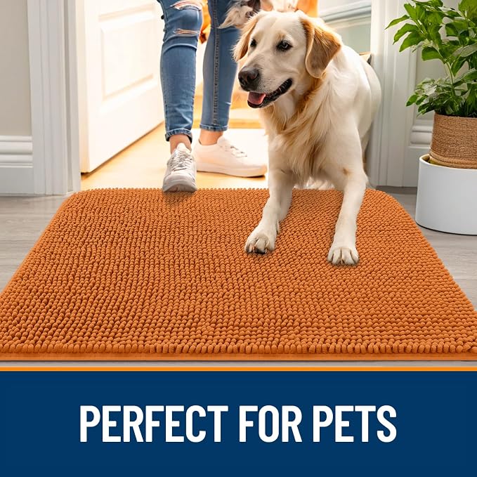 OLANLY Dog Door Mat for Muddy Paws 59x20, Super Absorbent Chenille Mud Mat | Clay, Absorbs Moisture and Dirt, Non-Slip Machine Washable Doormat, Quick-Drying Indoor Entryway Floor Carpet for Dogs