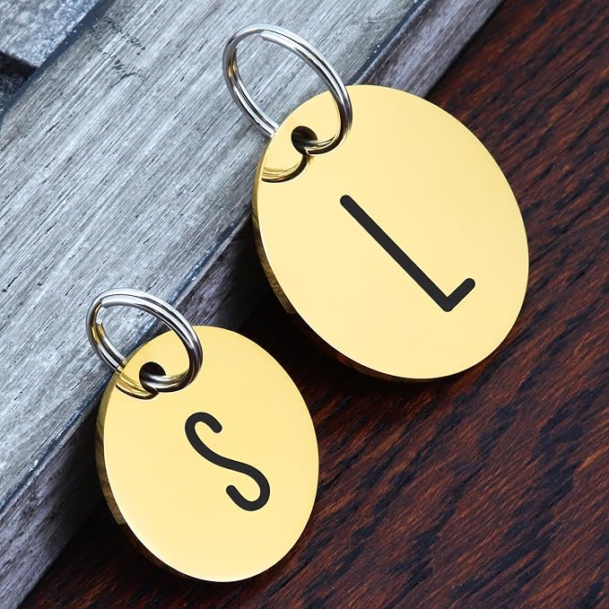 Ultra Joys Personalized Dog Tags for Pets - Durable Stainless Steel Customizable Dog Cat ID Tags - Dog Tags for Safety Optional Engraved on Both Sides -Birth Flower Round Dog Tag Large, Gold
