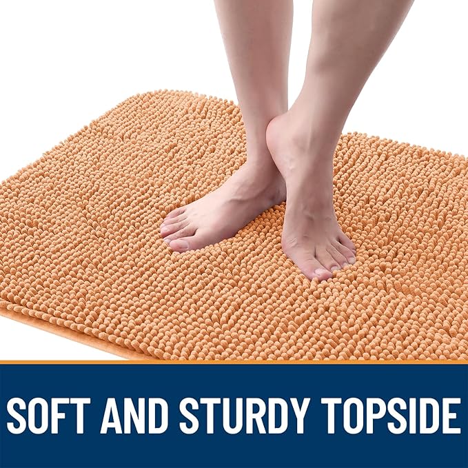 OLANLY Dog Door Mat for Muddy Paws 40x24, Super Absorbent Chenille Mud Mat | Orange, Absorbs Moisture and Dirt, Non-Slip Machine Washable Doormat, Quick-Drying Indoor Entryway Floor Carpet for Dogs