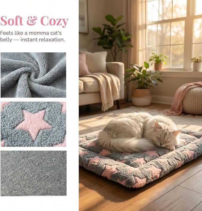 Cat & Dog Bed Mat - Reversible Dog Crate Bed Mats, Soft & Breathable Kennel Pad, Durable Crate Bed for Extra Small Dogs & Cats