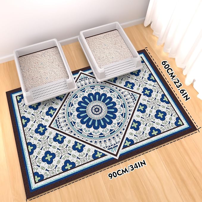 Jumbo Cat Litter Mat Catcher 35"x24" | Ultra-Absorbent Litter Box Rug with PVC Mesh | Non-Slip Cat Rug for litter box, Washable Kitty Litter Mat For Indoor,Garden
