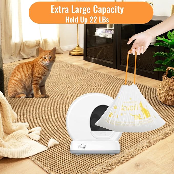 50 Pack Cat Litter Box Liners, Compatible with MeoWant SC01/C02/LR01 Litter Bags, Extra Thick Drawstring Heavy Duty Cat Waste Bags, 18.5" x 12.6"