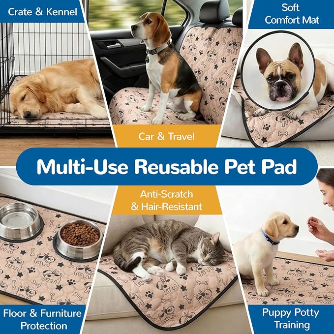 BAEJMJK Washable Dog Pee Pads, Reusable Dog Crate Mats Puppy Training Pads, 4-Layer Super Absorbent Waterproof Non-Slip Leak-Proof Ideal for Potty, Crate, Playpen & Travel(18"x24",Coffee 2-Pack)
