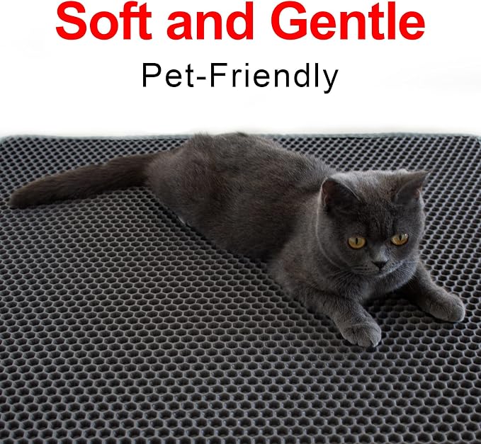 Waretary Cat Litter Mat, 36"x30", Waterproof, Scatter Control, Grey | Double Layer, Urine-Proof, Non-Slip, Durable, Easy to Clean, Paw-Friendly, Safe & Odorless, Fits Large Litter Boxes