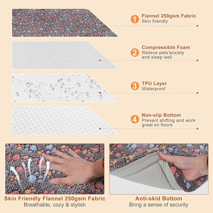 BEAUTYZOO Dog Crate Pad Washable Ultra Soft Pet Kennel Mat XLarge, 48" Gray | Ultra Soft Crate Pad,Anti-Slip Bottom,Waterproof Lining Protects Floors & Furniture,Comfortable Cozy Mats for Cage Car Travel