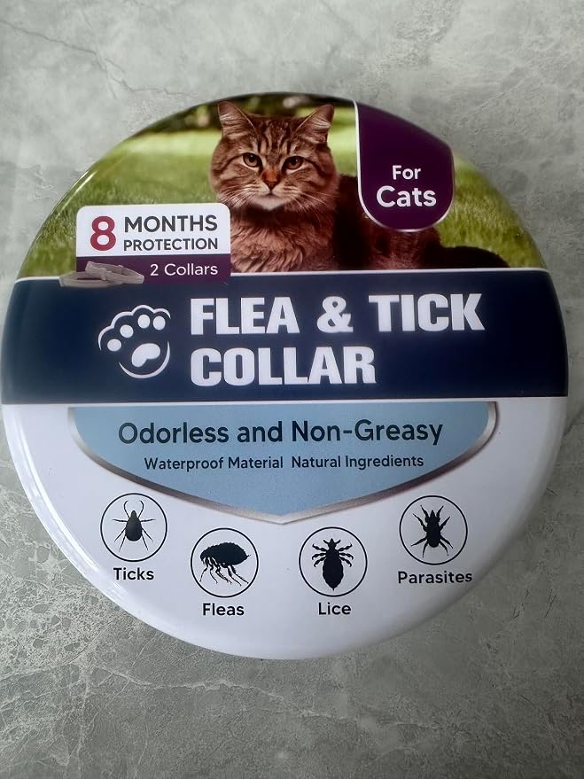 Flea Collar for Cats, Cat Flea Collar, Kitten Flea Collar, Flea and Tick Collars for Cats, Adjustable Cat Tick Collar with 8 Months Protection-2 Packs