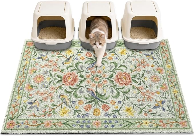Unicorn Catcher 40"x30" Cat Litter Mat Non-Slip Washable Litter Box Mat | High-Density PVC Litter Catcher Mat Efficiently Traps Scattered Litter From Paws To Keep Floors Clean