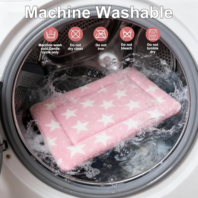 Washable Dog Bed Plush Orthopedic Outdoor Crate Mat with Non-Slip Bottom,Luxe Soft Kennel Pad for Pets, Cozy Cage Cushion & Pet Sleeping Mattress Large Sized,Medium,Small Dogs,24 x 18 inch,Pink