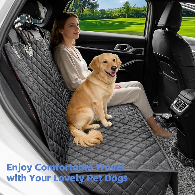JSTHT Dog Car Seat Cover for Back Seat, Waterproof Bench Seat Cover Protector Nonslip Durable Soft Pet Dog Back Seat Cover for Car, Truck, & SUV, Universal Size (Black)
