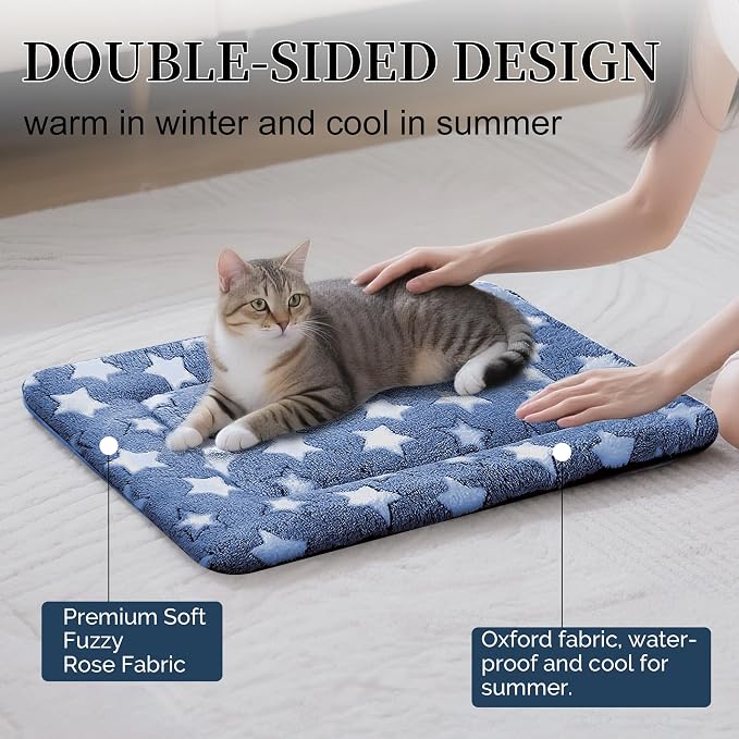 Dog Bed Mat, Reversible Crate Pad & Cute Dog Bed - Machine Washable Kennel Mat with Ultra Soft for Small Dogs & Cats