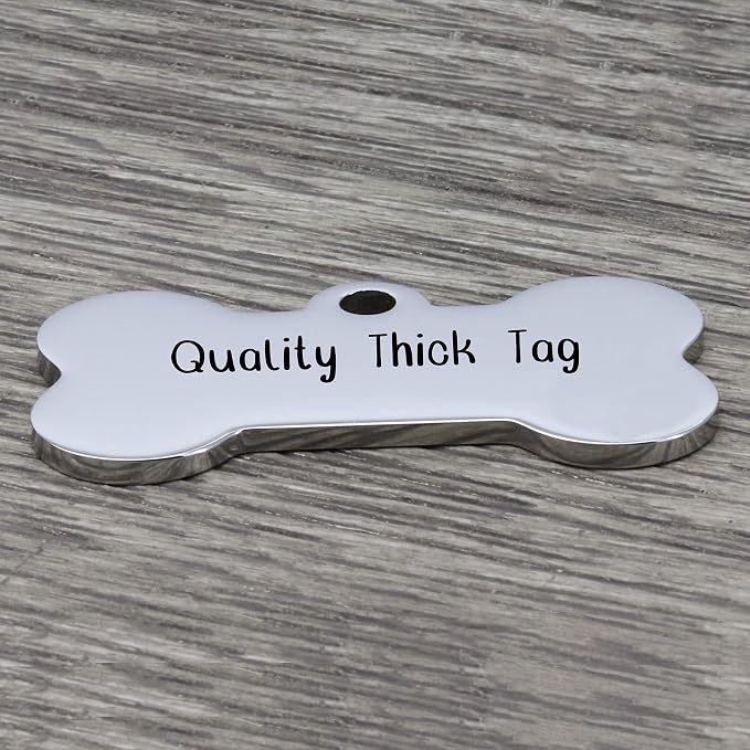 Ultra Joys Personalized Dog Tags for Pets - Durable Stainless Steel Customizable Dog Cat ID Tags - Dog Tags for Safety Optional Engraved on Both Sides -Bone Shape Dog Tag Large Size, Silver