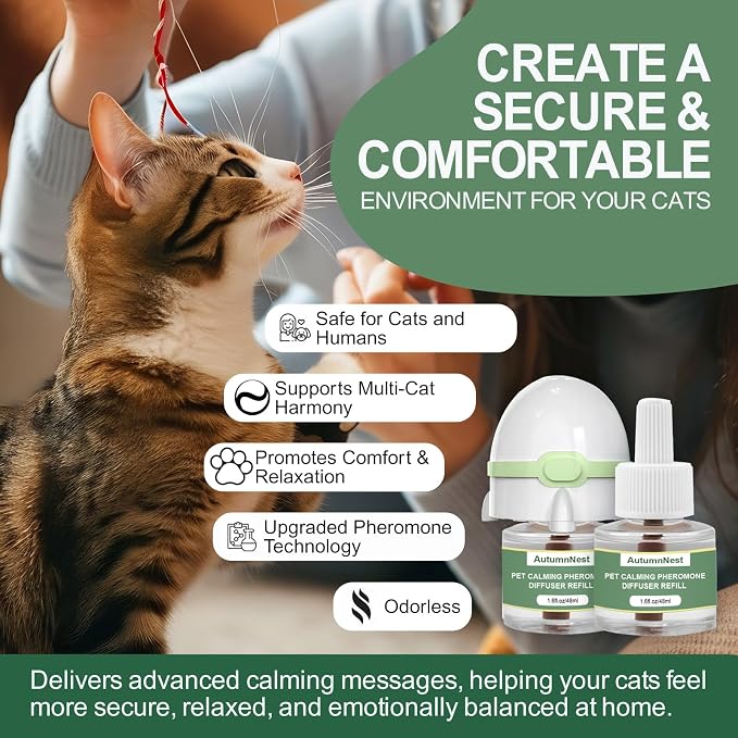 6-in-1 Cat Calming Pheromone Diffuser Kit, 120 Days Support | Cat Calming Diffuser for Anxiety Relief, Aggression, Scratching, Urine Marking, Fighting, Meowing, Hiding, Safe for All Cats