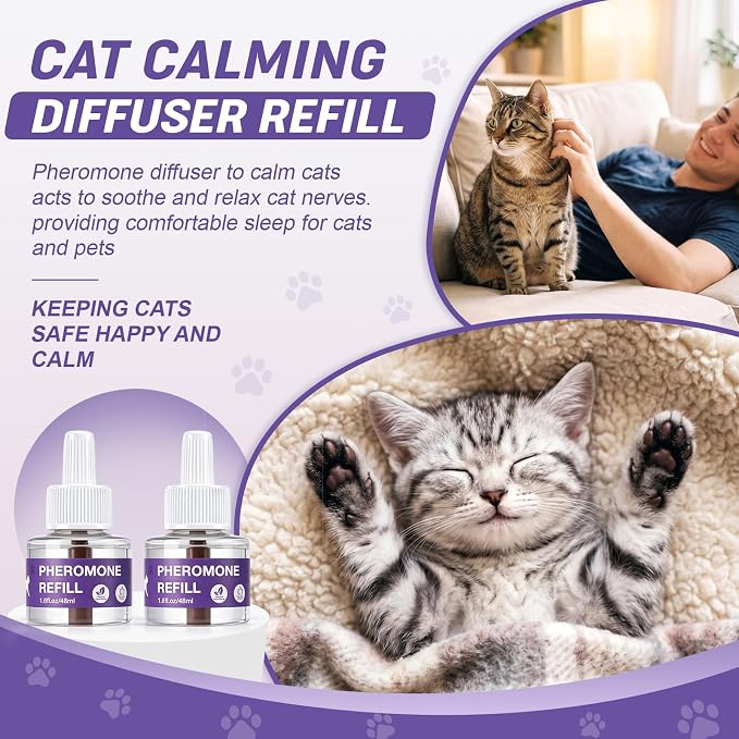 16 Pack Cat Calming Diffuser Refills Bulk Multicat Pheromones Calming Diffuser Refill for Reduce Anxiety Stress, Spraying Fighting and Scratching, Fits All Common Heads