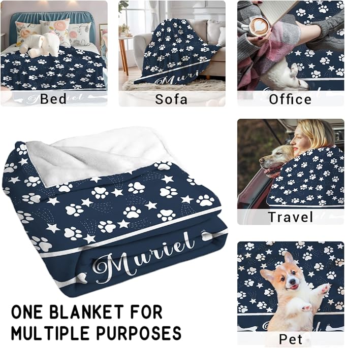 Custom Dog Blankets with Pictures, Personalized Name Blanket for Pets, Customized Pet Photo Throw,The Lightweight Blanket All-Season 50"x40" for Kids