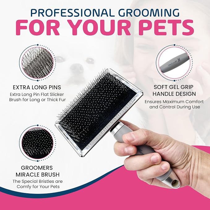 Warren London Gel Handle Slicker Brush for Dogs, Doodles & Long Coats