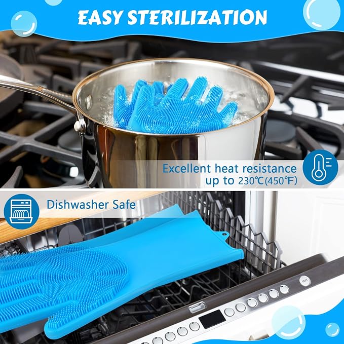 Pecute Silicone Pet Grooming Gloves for Washing Cats Dogs Bath Brush (Pack of 2)