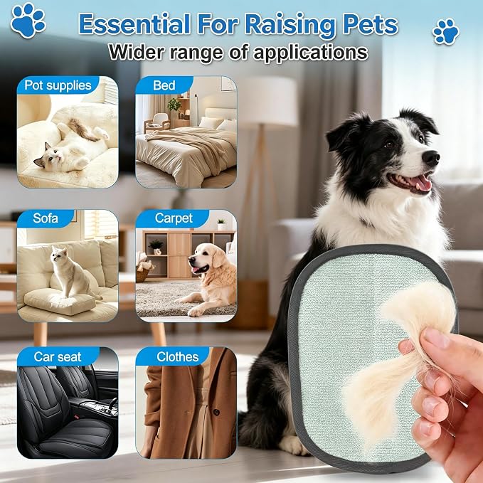 Pet Hair Remover Glove for Dogs & Cats, 5 Finger Electrostatic Fur Removal Brush, Reusable Grooming Glove for Couch, Carpet, Furniture, Car Seat, Clothes