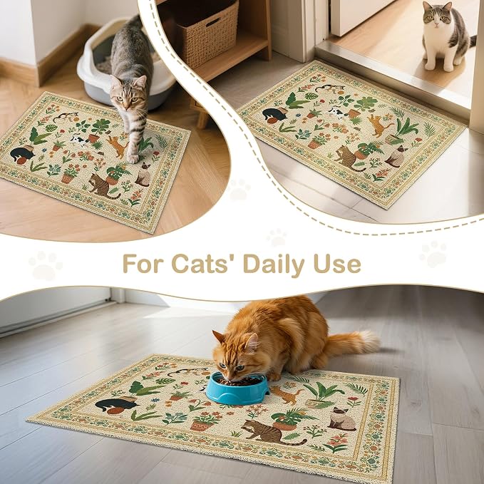 Unicorn Catcher 24"x15" Cat Litter Mat Non-Slip Washable Litter Box Mat | High-Density PVC Litter Catcher Mat Efficiently Traps Scattered Litter From Paws To Keep Floors Clean