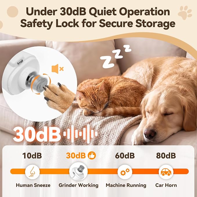 2 in 1 Dog & Cat Nail Clipper Grinder with LED Light | Built-in LED light, safety nail guard, electric grinder, low noise, 3-speed grinding, for Cats Small Medium Dogs
