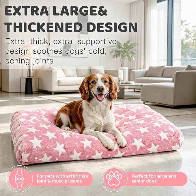 Orthopedic Dog Bed for Large Dogs with Removable Washable Cover | Orthopedic foam support, egg-crate design for joint pain relief, breathable cover, non-slip bottom, crate-friendly travel bed