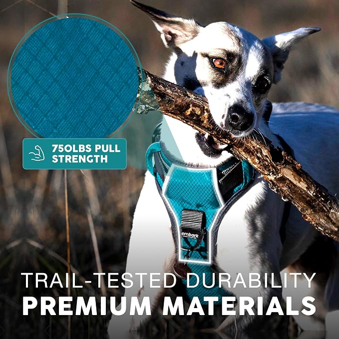 Embark Adventure XL Dog Harness – No-Pull, Reflective Trim, Military-Grade Nylon, Dual Leash Clips, Gel-Lined Handle for Extra Large Dogs