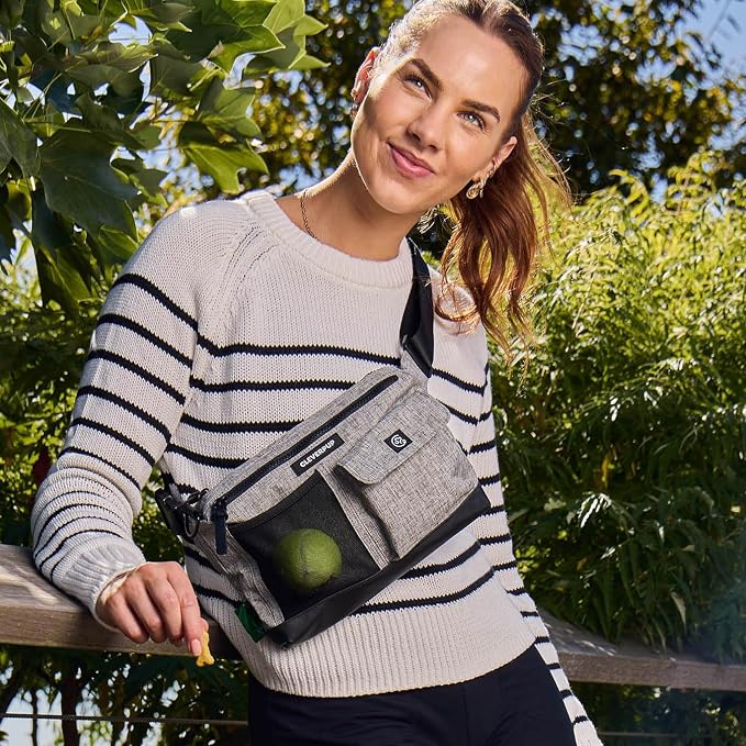 Walk & Train 2-in-1 Dog Walking Bag - Hands-Free Training Crossbody Sling & Fanny Pack with Treat Pouch, Poop Bag Holder, Phone Pockets - Adjustable Waist or Shoulder Strap - Heather Grey
