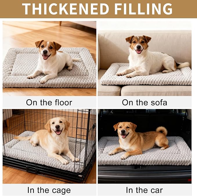 Dog Bed Mat,Reversible & Ultra Soft Kennel Pad-Machine Washable Pet Bed for Dogs & Cats-All-Weather Crate Liner for Crates,Carriers & Travel (Light Gray, 30" L x 20" W x 1.5" Th)