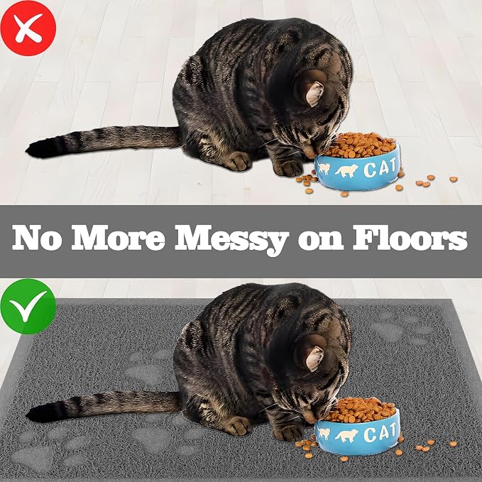 Darkyazi Cat Litter Box Mat for Floor Litter Trapping Mat Non-Slip Backing, Scatter Control, Easy Clean, Water Resistant, Soft on Paws (15.75" x 11.75",Grey)