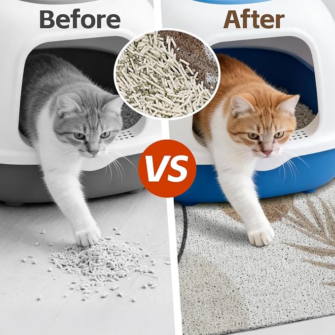 Cat Litter Mat Litter Trapping Mat, 40"x30" Waterproof Urine Proof Litter Box Mat Catcher Mat Non-Slip Washable for Kitty Kitten, Brown