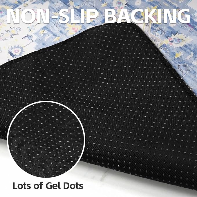 Cat Litter Mat Litter Trapping Mat, 35"x23" Waterproof Urine Proof Litter Box Mat Catcher Mat Non-Slip Washable for Kitty Kitten, Blue