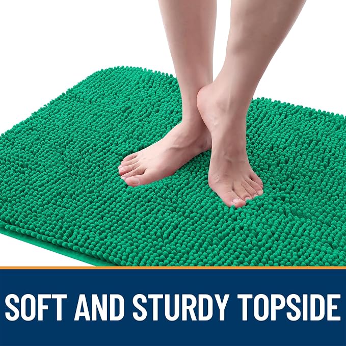 OLANLY Dog Door Mat for Muddy Paws 24x16, Super Absorbent Chenille Mud Mat | Emerald Green, Absorbs Moisture and Dirt, Non-Slip Machine Washable Doormat, Quick-Dry Indoor Entryway Floor Carpet for Dogs