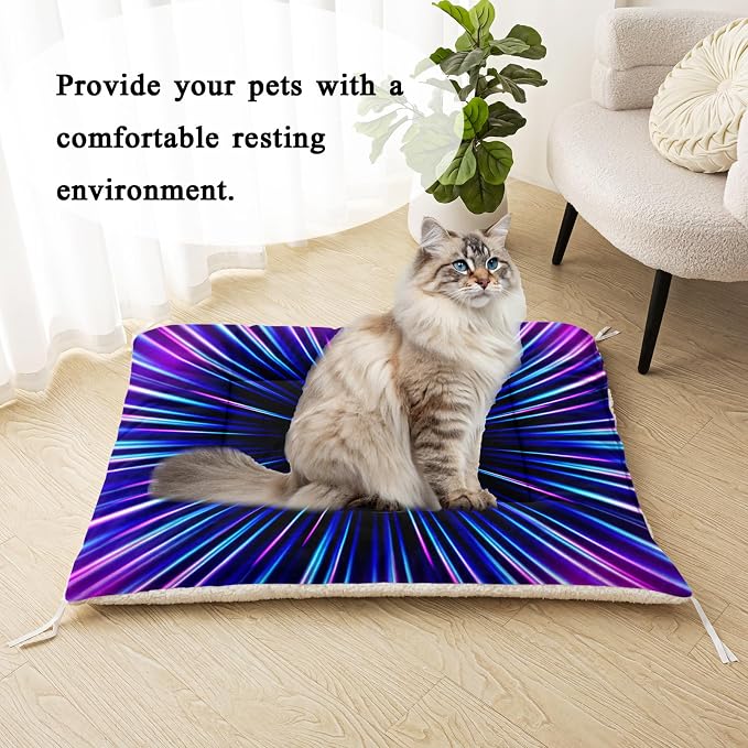 HOSIMA Multicolor Pet Bed Mat,Fuzzy Crate Pads for Dog Cages,Washable Soft Cozy Sleeping Mat,Plush Black Pad Suitable for Large Dog Bed,42L*32W Inch,Colorful.