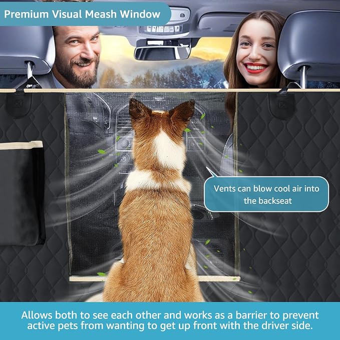 Lassie XL Truck Dog Seat Cover Back Seat with 2 Seat Belts, Dog Car Hammock for Large SUV and Trucks Compatible with F150 F250/Chevrolet Silverado/Ram Pickup/GMC Sierra/Toyota Tundra and Crew Cab