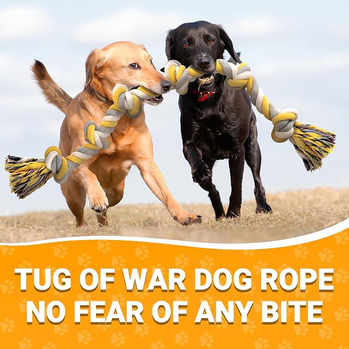 Norvy XXL 6-Knot Dog Rope Toy for Large Dogs Aggressive Chewers 40in Long Heavy Duty Rope Toy Almost Durable Dog Tug Toy Puppy Cotton