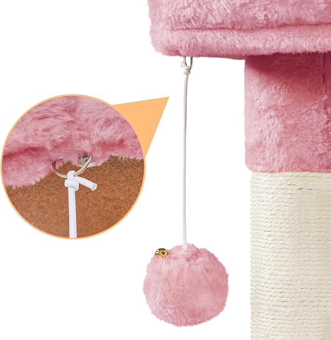 Topeakmart 34''H Cat Tower, Cute Cat Tree with Condo Nest Platform Scratching Posts, Activity Center for Indoor Cats Play & Rest