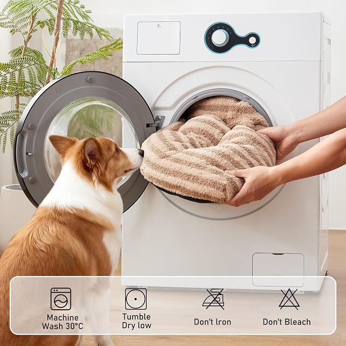 FURTIME Washable XL Dog Bed for Extra Large Dogs, Deluxe Dog Crate Beds | Comfy Fluffy Kennel Pad Anti-Slip Pet Sleeping Mat, Machine Washable Dogs Pillow, 44"x32"x4", Brown