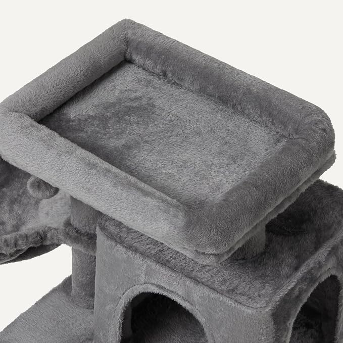 Amazon Basics Indoor Cat & Kittens Multi-Level Climbing Activity Tower with Scratching Posts, 2 Condos, FSC Certified, M - 30"(76.2cm) H, Grey