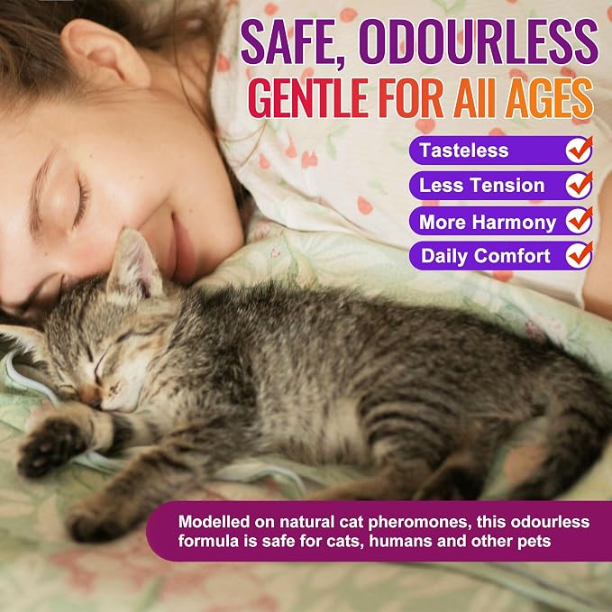 Cat Calming Pheromone Diffuser with 3 Refills, Smart Cat Calming Diffuser with 4/8/12/24-Hour Timer, Daily Auto-On, Helps Reduce Anxiety, Spraying & Scratching