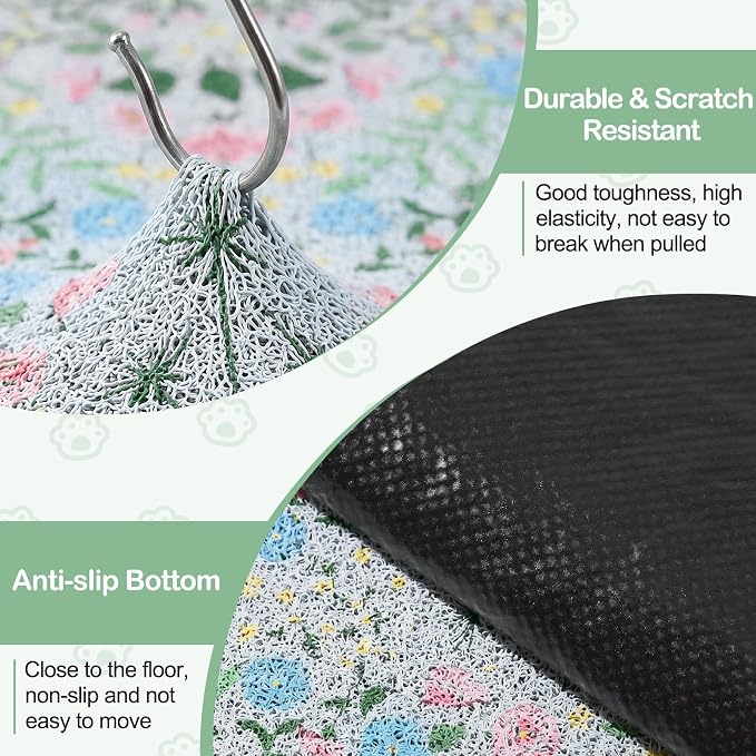 Glittme Cat Litter Mat, 40"x30" Non-Slip Washable Trapping Mat for Cats | Litter Trapping Mat With Thick PVC Coil To Catch Scatter, Soft On Paws And Waterproof Bottom To Protect Floors