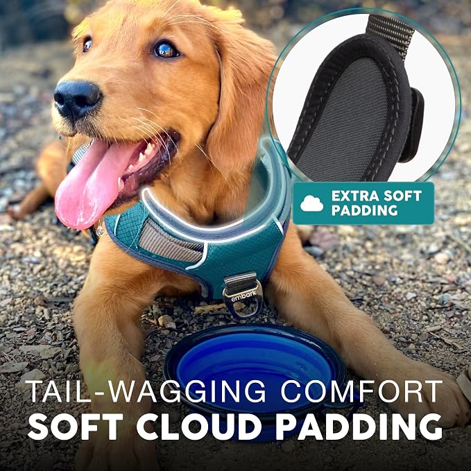 Embark Adventure XL Dog Harness – No-Pull, Reflective Trim, Military-Grade Nylon, Dual Leash Clips, Gel-Lined Handle for Extra Large Dogs