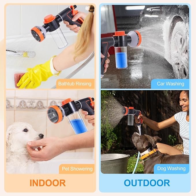 Dog Shower Attachment with Metal 3-Way Shower Diverter & 6.6FT Shower Hose for Bathroom Showr Arm, Dog Wash Hose Nozzle Sprayer for Easy Pet Bathing Dog Washing Hose Attachment