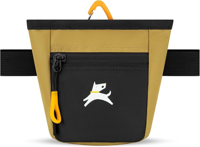 Goodie Treat Bag, Dog Treat Training Pouch | Magnetic Closure | 3 Ways to Wear | Hands-Free Waist Belt | Water-Resistant Recycled Vegan Fabric (Antelope)