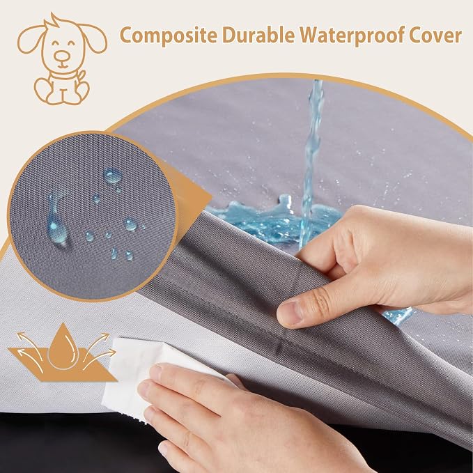 BFPETHOME Outdoor Waterproof Dog Bed for Large Dogs, Washable Cover, 30" | Outdoor & Indoor Use, Waterproof, For Medium, Large, Extra Large Dogs, Orthopedic, Egg Crate Foam, Up to 35 lbs