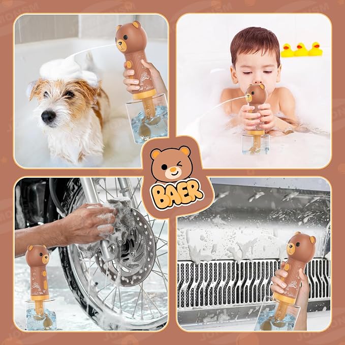 Dog Shampoo Foamer, Electric Dog Soap Dispenser, Automatic Dog Shampoo Sprayer with Dog Bath Brush, Dog Bath Supplies - Outdoor Dog Shower Attachment for Bathtub for After Walk Pet Wash